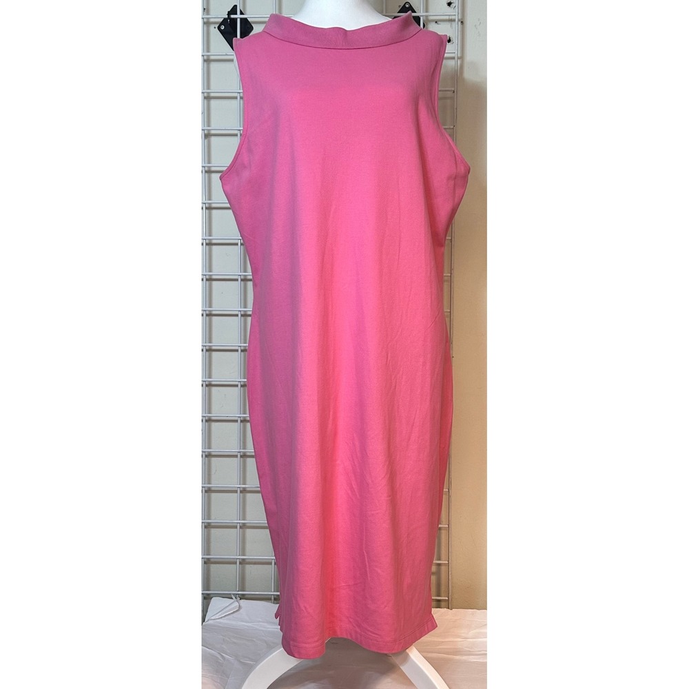 Talbots Pink Sleeveless Polo Shift Dress Mock Neck Pique Knit XL New with tags